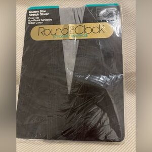 NOS VTG Round The Clock Queen Size 2X Pantyhose Stretch Sheet Smooth Sea silver